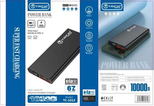 پاور بانک سوپر فست شارژ  67w تریکت مدل (TC-1013 (10000 MAH